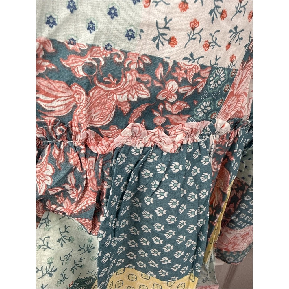 Simply Southern Ophelia Green Floral Cotton Tiered Maxi Skirt Pockets L BOHO NWT - Picture 6 of 10